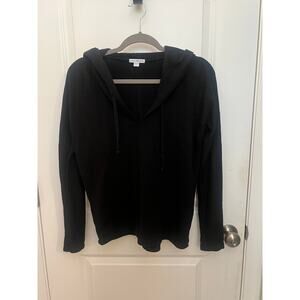 James Perse long Sleeve Drawstring Black Hoodie Size 1 Sweatshirt minimalist